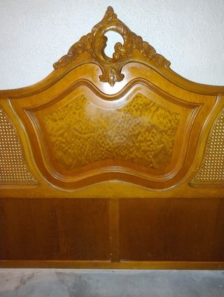 Cabecero cama 135cm - mimbre y madera