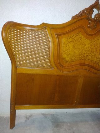 Cabecero cama 135cm - mimbre y madera