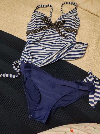 Bañador premamá rayas azul blanco