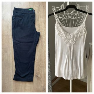 Lote pantalón pirata negro & camiseta blanca L