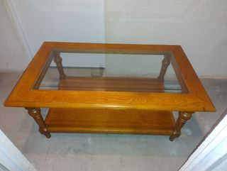 Mesita centro madera cristal