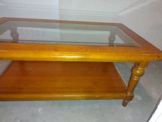 Mesita centro madera cristal