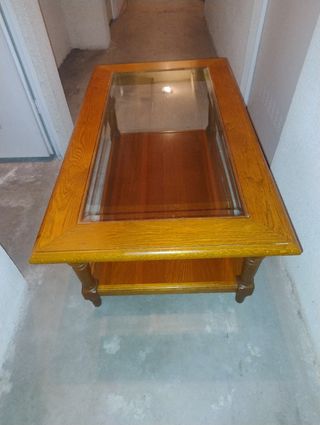 Mesita centro madera cristal