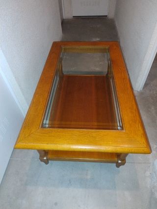 Mesita centro madera cristal