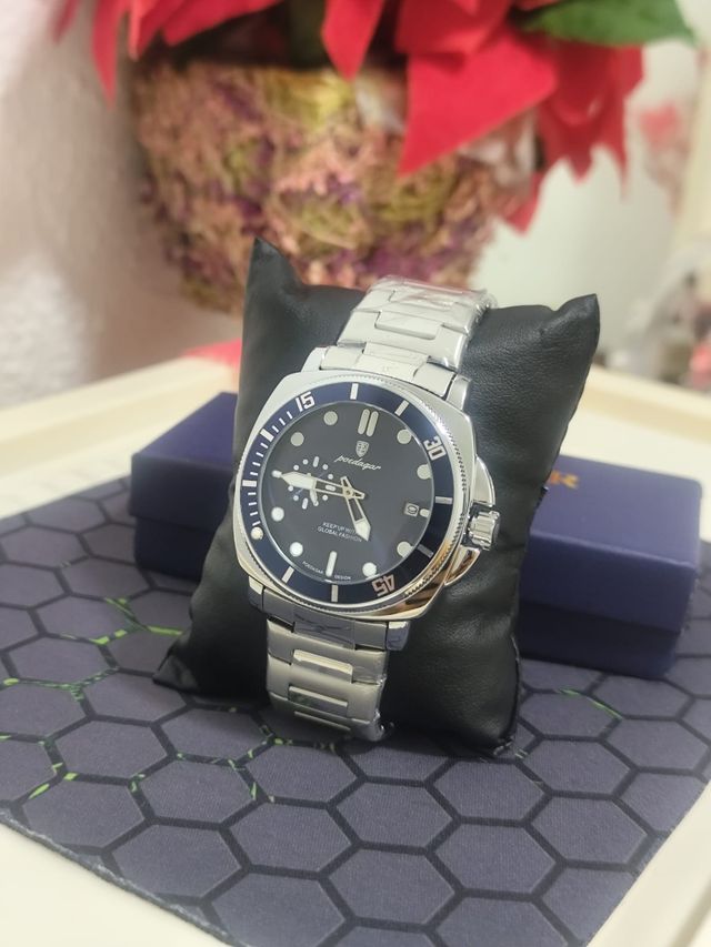 Reloj Hombre Azul Plata
