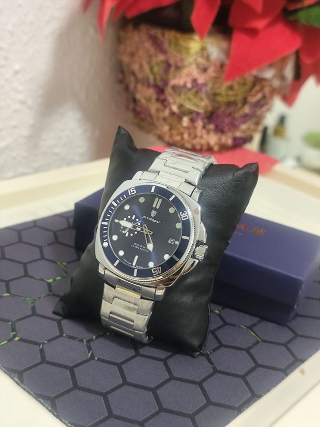 Reloj Hombre Azul Plata