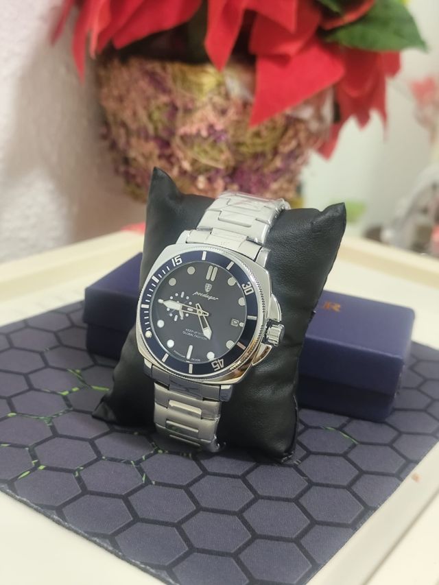 Reloj Hombre Azul Plata