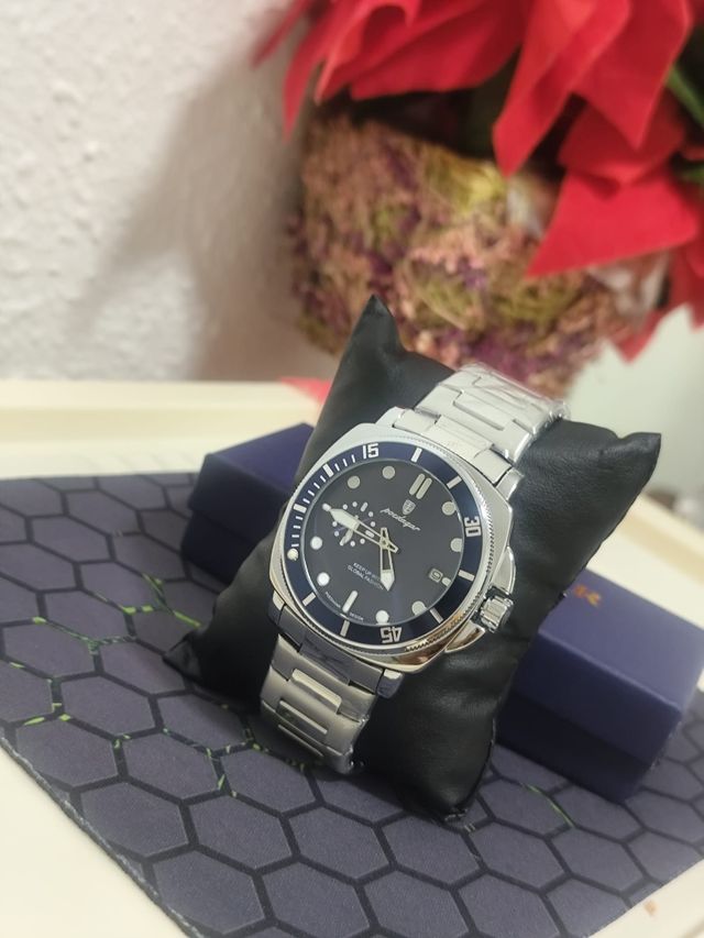 Reloj Hombre Azul Plata