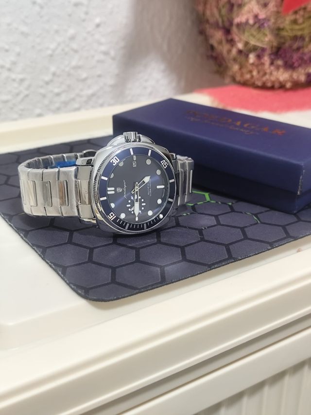 Reloj Hombre Azul Plata