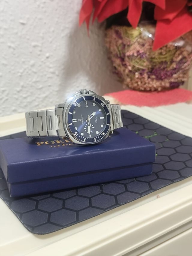 Reloj Hombre Azul Plata