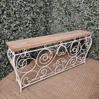 Mesa consola forja blanca-madera