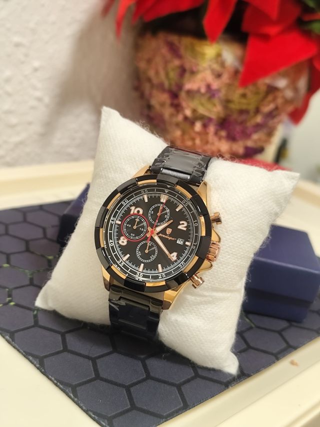 Reloj Hombre Negro-Dorado