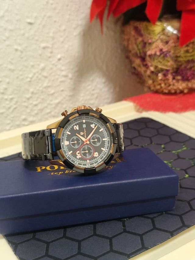 Reloj Hombre Negro-Dorado