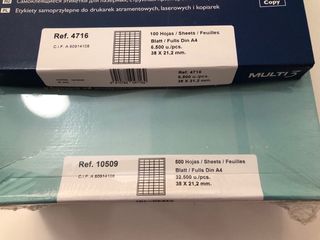 Etiquetas APLI MULTI 3 A4 - 36.400 etiquetas