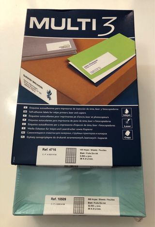 Etiquetas APLI MULTI 3 A4 - 36.400 etiquetas
