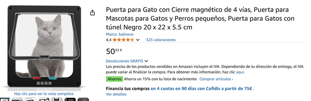 Puerta para Gato o perro pequeño. Marron oscuro.