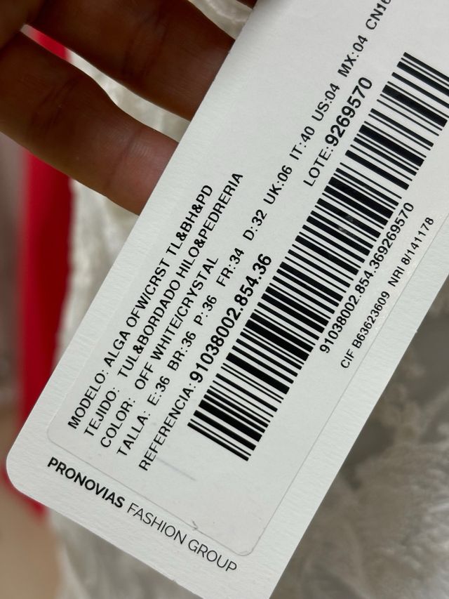 Vestido novia talla 36
Pronovias 