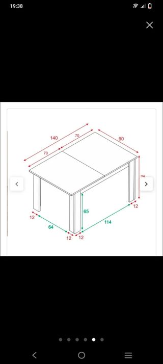 Mesa extensible de madera y metal