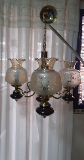 Lampara techo 3 brazos dorada antigua