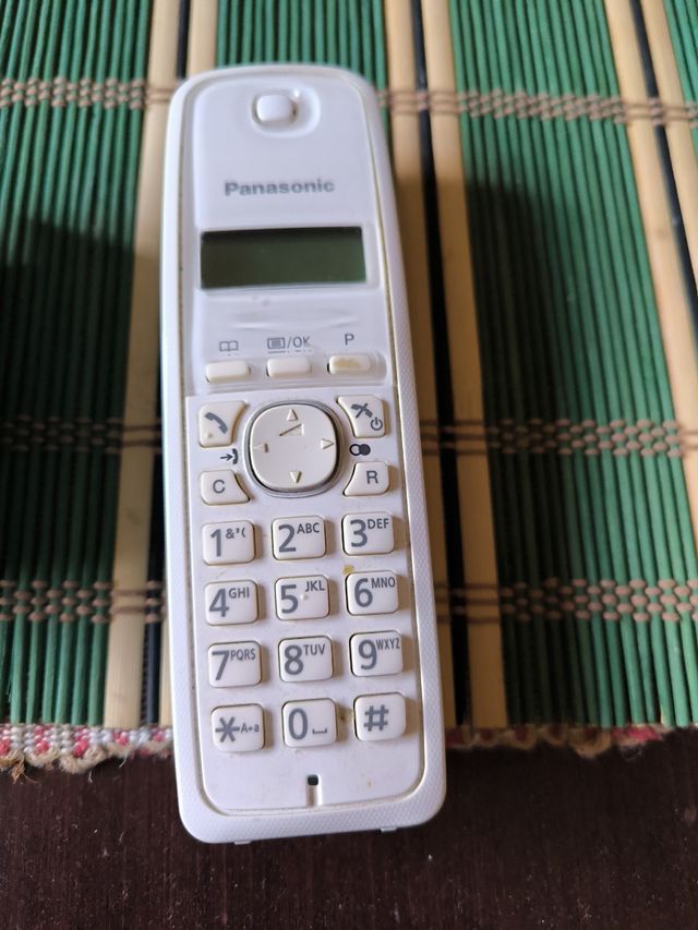 Teléfono inalámbrico Panasonic blanco y verde