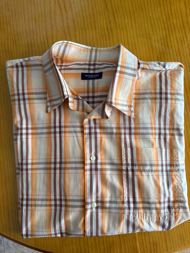 Camisa Burberry cuadros marrón-naranja Talla XL