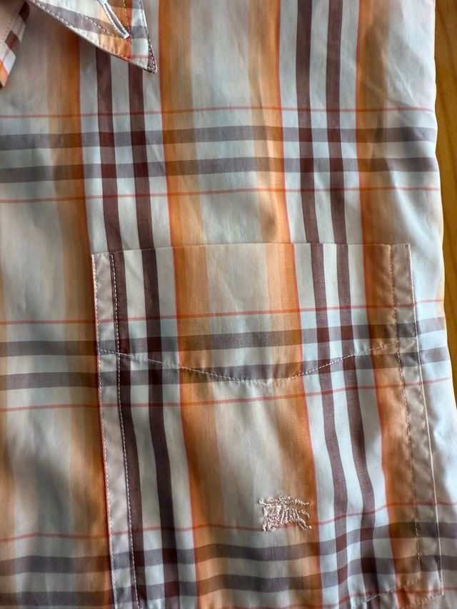 Camisa Burberry cuadros marrón-naranja Talla XL
