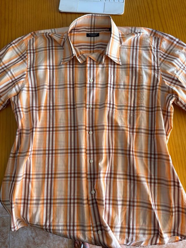 Camisa Burberry cuadros marrón-naranja Talla XL