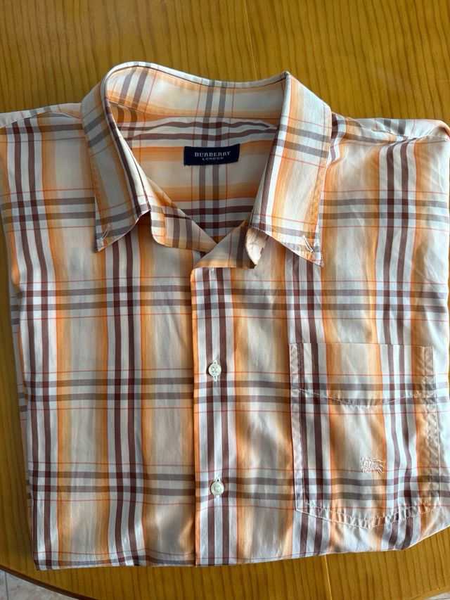 Camisa Burberry cuadros marrón-naranja Talla XL