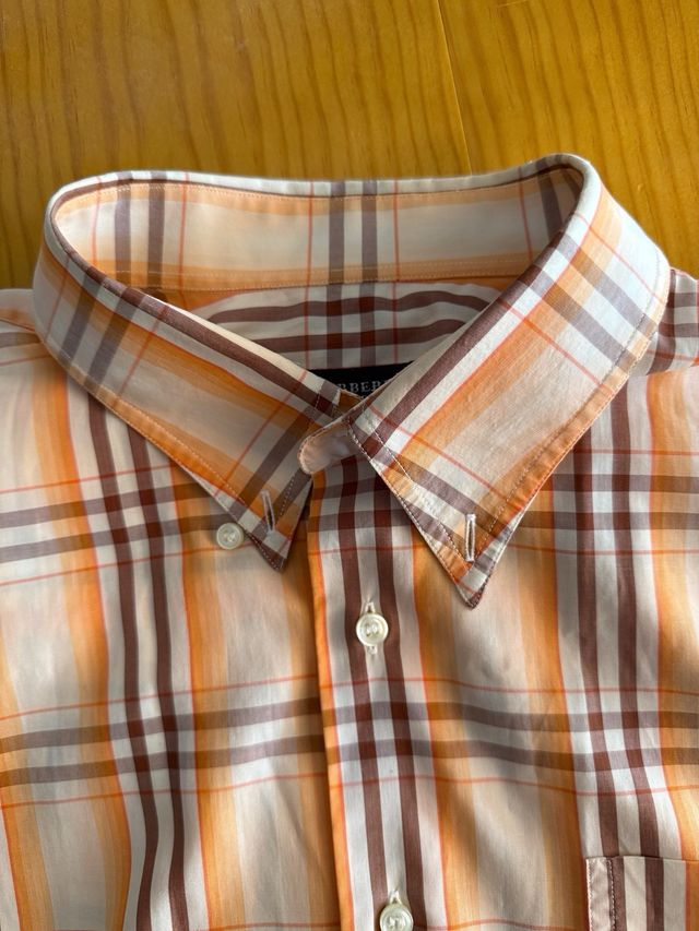 Camisa Burberry cuadros marrón-naranja Talla XL