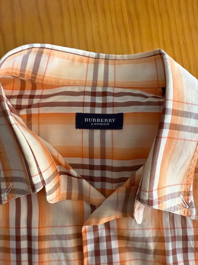 Camisa Burberry cuadros marrón-naranja Talla XL