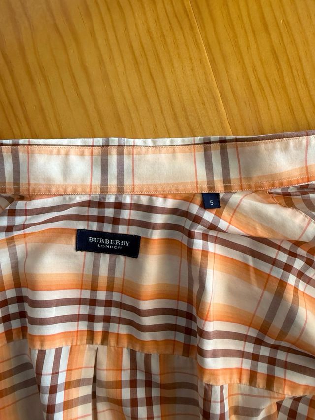 Camisa Burberry cuadros marrón-naranja Talla XL