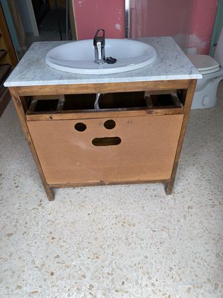 Mueble lavabo mármol-madera
