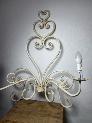 Aplique pared hierro forja blanco