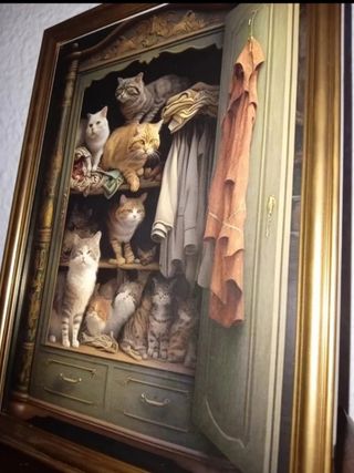 Gattino Quadro in un armadio vintage