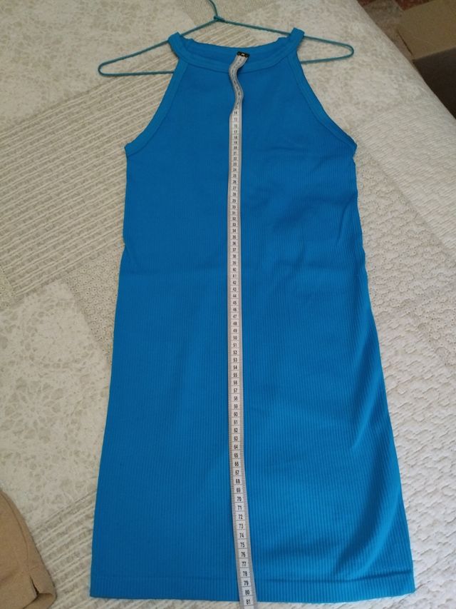 Vestido canalé azul - Talla S