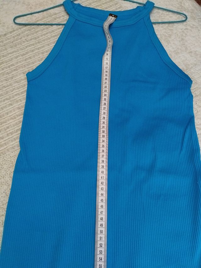 Vestido canalé azul - Talla S