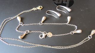 Collar, pulsera y pendientes plata