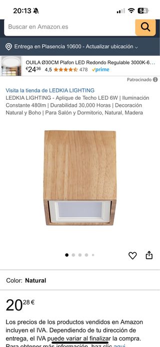 4 LEDKIA LIGHTING Aplique techo LED madera