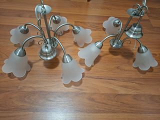 2 Lámparas techo plata - Cristal
5 y 3 apliques