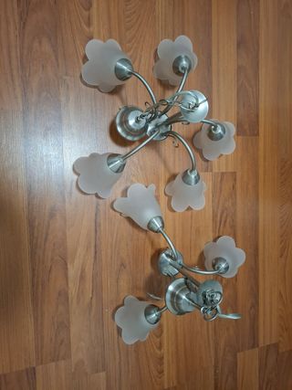 2 Lámparas techo plata - Cristal
5 y 3 apliques