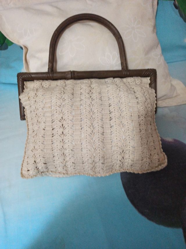 Bolso crochet bambú vintage