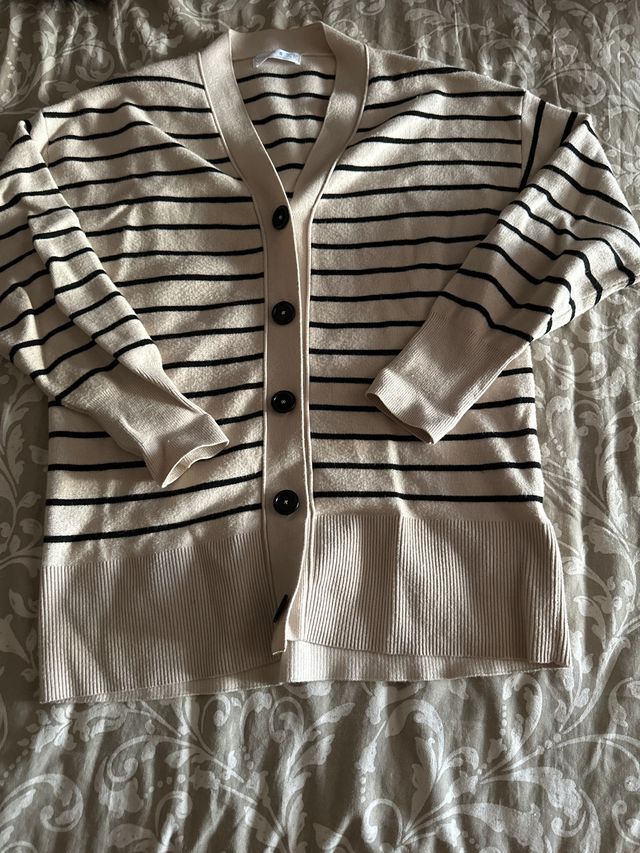 Chaqueta Primark rayas beige-negro talla S