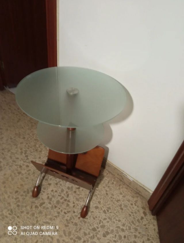 Mesita cristal & madera - Moderna