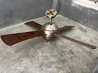 Ventilador techo 4 aspas marrón plata