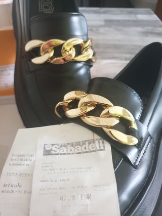 Zapatos plataforma negros dorados - 38