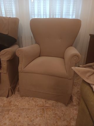 Sillón beige de tela