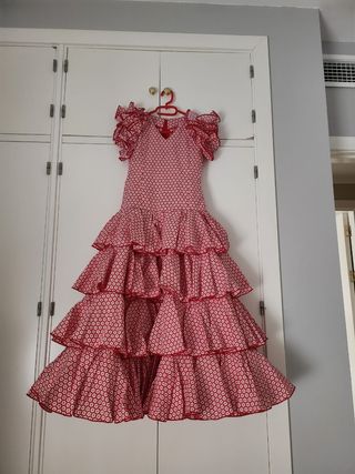 Traje Flamenca niña rojo-blanco