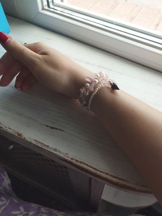 Pulseras cuarzo rosa & perlas