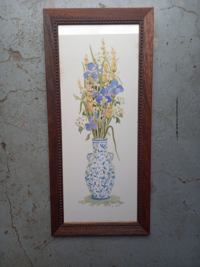 Cuadros flores jarrón vintage