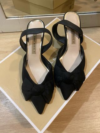 Tacones Zara negros lazo - 38